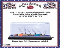 W.R. Case & Sons Cutlery Case XX� CA70632 Illuminated Dome Knife Display Stained White Walnut Wood & Clear Acrylic Dome 16-7/8''L X 4-5/8''W X 6-7/8''H!