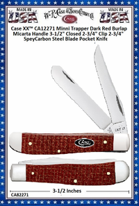 W.R. Case & Sons Cutlery�CA12271 Case XX� Minni Trapper Dark Red Burlap Micarta Handle 3-1/2" Closed 2-3/4" Clip 2-3/4" Spey Carbon Steel Blade Pocket Knife