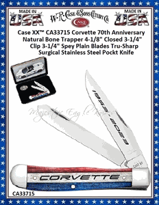 W.R. Case & Sons Cutlery Case XX� Trapper Corvette Natural Bone 33715 Stainless Pocket Knife