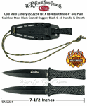 W.R. Case & Sons Cutlery Cold Steel Cutlery CS52224 Case XX� Tec X FB-4 Boot Knife 4" 440 Plain Stainless Steel Black Coated Dagger, Black G-10 Handle & Sheath