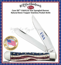 W.R. Case & Sons Cutlery Company is proud to present CA64132 Case Star Spangled Color Wash Bone Trapper Pocket Knife