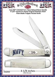 W.R. Case & Sons Cutlery Company is proud to present CA22553 CASE XX US Navy Large Trapper Pocket Knife