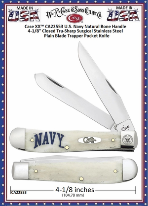 W.R. Case & Sons Cutlery Company is proud to present CA22553 CASE XX US Navy Large Trapper Pocket Knife