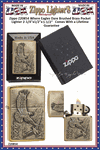 Zippo Windproof Lighter Z20854 Zippo Where Eagles Dare Brushed Brass Windproof Pocket Lighter 2-1/4"x1/2"x1-1/2" Comes With a Lifetime Guarantee  