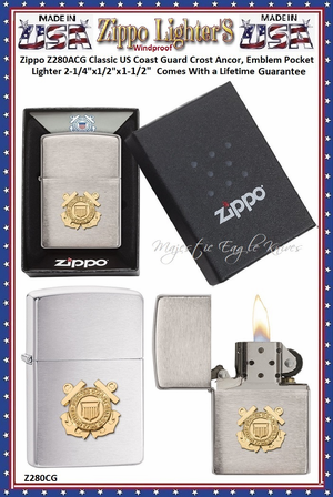 Zippo Windproof Lighter Z280ACG Zippo Classic US Coast Guard Crost Anchor, Emblem Windproof Pocket Lighter 2-1/4"x1/2"x1-1/2" Comes With a Lifetime Guarantee Zippo Windproof Lighter Z280ACG Zippo Classic US Coast Guard Crost Anchor, Emblem Windproof Pocket Lighter 2-1/4"x1/2"x1-1/2" Comes With a Lifetime Guarantee