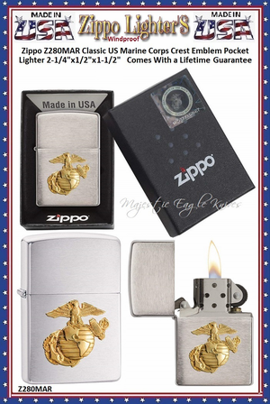 Zippo Windproof Lighter Z280MAR Zippo Classic US Marine Corps Crest Emblem Windproof Pocket Lighter 2-1/4"x1/2"x1-1/2" Comes With a Lifetime Guarantee Zippo Windproof Lighter Z280MAR Zippo Classic US Marine Corps Crest Emblem Windproof Pocket Lighter 2-1/4"x1/2"x1-1/2" Comes With a Lifetime Guarantee