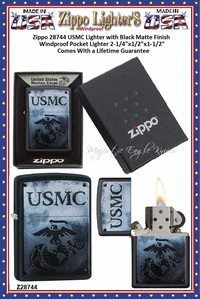 Zippo Windproof Lighter Z28744 Zippo USMC Lighter with Black Matte Finish Windproof Pocket Lighter 2-1/4"x1/2"x1-1/2" Comes With a Lifetime Guarantee Zippo Windproof Lighter Z28744 Zippo USMC Lighter with Black Matte Finish Windproof Pocket Lighter 2-1/4"x1/2"x1-1/2" Comes With a Lifetime Guarantee
