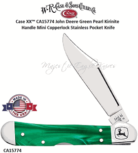 W.R. Case & Sons Cytlery CA15774 Case XX� John Deere Green Pearl Kirinite Mini Copperlock Stainless Pocket Knife 