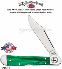 W.R. Case & Sons Cytlery CA15774 Case XX� John Deere Green Pearl Kirinite Mini Copperlock Stainless Pocket Knife 