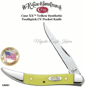 W.R. Case & Sons Presents CA091  Case XX� Yellow Synthetic Handle Toothpick CV Pocket Knife 