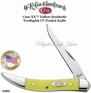 W.R. Case & Sons Presents CA091 Case XX™ Yellow Synthetic Handle Toothpick CV Pocket Knife W.R. Case & Sons Presents CA091 Case XX™ Yellow Synthetic Handle Toothpick CV Pocket Knife