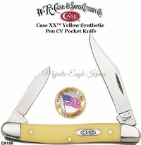 W.R. Case & Sons Presents CA109 Case XX� Yellow Synthetic Handle Pen CV Pocket Knife 