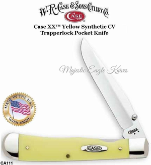 W.R. Case & Sons Presents CA111 Case XX™ Yellow Synthetic Handle CV Trapperlock Pocket Knife W.R. Case & Sons Presents CA111 Case XX™ Yellow Synthetic Handle CV Trapperlock Pocket Knife
