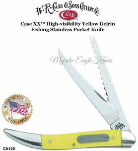 W.R. Case & Sons Presents CA120 Case XX� High-visibility Yellow Delrin Handle Fishing Stainless Pocket Knife   