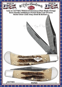 W.R. Case & Sons Presents CA77465 Case XX� Saddlehorn TBV62110 Damascus Vintage Bone Pocket Knife 
