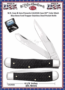 W.R. Case & Sons Presents CA14326 Case XX� Color Wash Blue Bone Ford Trapper Stainless Pocket Knife  