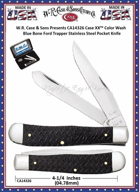 W.R. Case & Sons Presents CA14326 Case XX� Color Wash Blue Bone Ford Trapper Stainless Pocket Knife  