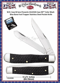 W.R. Case & Sons Presents CA14326 Case XX� Color Wash Blue Bone Ford Trapper Stainless Pocket Knife  
