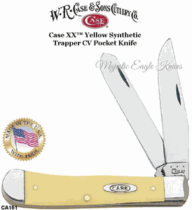 W.R. Case & Sons Presents CA161 Case XX� Yellow Synthetic Handle Trapper CV Pocket Knife   