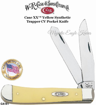 W.R. Case & Sons Presents CA161 Case XX� Yellow Synthetic Handle Trapper CV Pocket Knife   