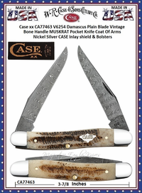 W.R. Case & Sons Presents CA77463  Case XX� Muskrat Damascus Vintage Bone Muskrat Pocket Knife 