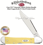 W.R. Case & Sons Presents CA30116 Case XX� Smooth Yellow Delrin Handle Mini Copperlock CV Steel Pocket Knife 