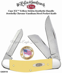 W.R. Case & Sons Presents CA30118 Case XX� Yellow Delrin Synthetic Handle Sowbelly CV Steel Pocket Knife 