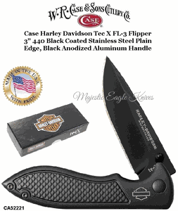 W.R. Case & Sons Presents CA52221 Case XX� Harley-Davidson� B&S FL-3 Flipper FL1264 with Black Aluminum Handle 