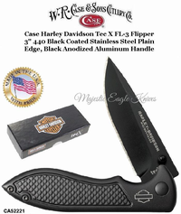 W.R. Case & Sons Presents CA52221 Case XX™ Harley-Davidson® B&S FL-3 Flipper FL1264 with Black Aluminum Handle W.R. Case & Sons Presents CA52221 Case XX™ Harley-Davidson® B&S FL-3 Flipper FL1264 with Black Aluminum Handle