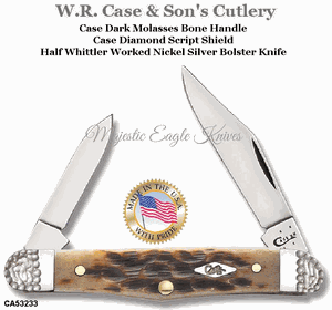 W.R. Case & Sons Presents CA53233 CaseXX Limited Edition Peach Seed Jigged Dark Molasses Bone Handle Case Diamond Script Shield Half Whittle Knife