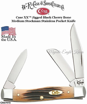 W.R. Case & Sons Presents CA57615  Case XX� Jigged Black Cherry Bone Medium Stockman Stainless Pocket Knife