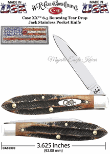 W.R. Case & Sons Presents CA65308 Case XX� 6.5 Bonestag Tear Drop Jack Stainless Pocket Knife 