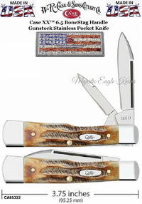 W.R. Case & Sons Presents CA65322 Case XX™ 6.5 BoneStag Gunstock Stainless Pocket Knife W.R. Case & Sons Presents CA65322 Case XX™ 6.5 BoneStag Gunstock Stainless Pocket Knife