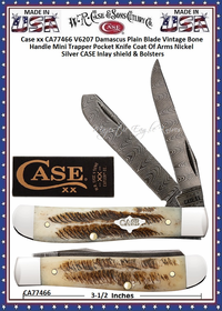 W.R. Case & Sons Presents CA77466 Case XX� Mini Trapper V6207 Damascus Vintage Bone Pocket Knife 