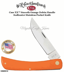 W.R. Case & Sons Presents CA80512 Case XX� Sodbuster Smooth Orange Delrin Sodbuster Stainless Pocket Knife  