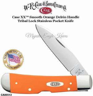 W.R. Case & Sons Presents CA80513 Case XX� Tribal Lock Smooth Orange Delrin Handle Stainless Pocket Knife  	