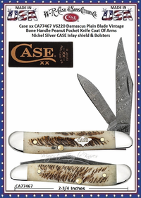 W.R. Case & Sons Presents  CA77467 Case XX� Peanut V6220 Damascus Vintage Bone Pocket Knife