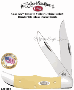 W.R. Case & Sons Presents CA81093 Case XX� Smooth Yellow Delrin Handle Pocket Hunter Stainless Pocket Knife 