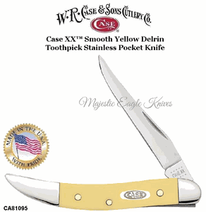 W.R. Case & Sons Presents CA81095 Case XX� Smooth Yellow Delrin Toothpick Stainless Pocket Knife