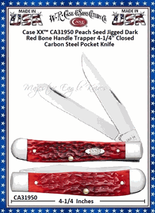 WR Case & Son's Cutlery C31950 Case XX� Jigged Dark Red Bone Handle Trapper Chrome Vanadium  Pocket Knife