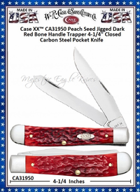 WR Case & Son's Cutlery C31950 Case XX� Jigged Dark Red Bone Handle Trapper Chrome Vanadium  Pocket Knife