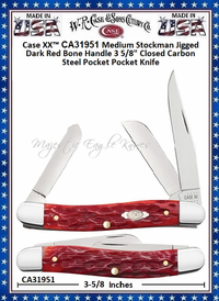 WR Case & Sons Cutlery C31951 Case XX� Jigged Dark Red Bone Handle Medium Stockman Chrome Vanadium Pocket Knife
