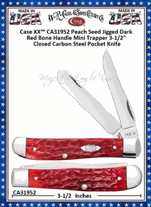 WR Case & Son's Cutlery C31952 Case XX� Jigged Dark Red Bone Handle Mini Trapper Chrome Vanadium  Pocket Knife