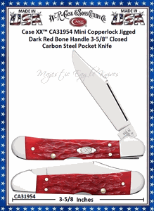 WR Case & Son's Cutlery C31954 Case XX� Jigged Dark Red Bone Handle COPPERLOCK Chrome Vanadium  Pocket Knife