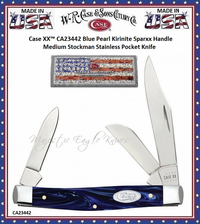 WR Case & Son's Cutlery CA23442 Case XX� Blue Pearl Kirinite Sparxx Handle Medium Stockman Stainless Pocket Knife 