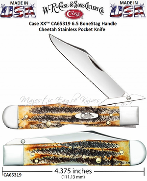 WR Case & Son's Cutlery CA65319 Case Cheetah 6.5 Bonestag Handle Lockback Pocket Knife