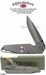 WR Case & Son's Cutlery CA18061 Case XX™ Boy Scouts Titanium Linerlock TecX TS1-T Embellished Stainless Titanium Coat 3" Plain Blade Pocket Knife WR Case & Son's Cutlery CA18061 Case XX™ Boy Scouts Titanium Linerlock TecX TS1-T Embellished Stainless Titanium Coat 3" Plain Blade Pocket Knife