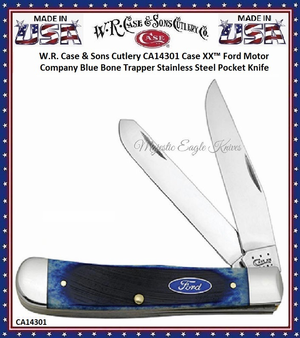 WR Case & Sons Cutlery CA14301 Case XX� Ford Motor Company Blue Bone Trapper Stainless Pocket Knife