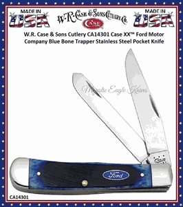 WR Case & Sons Cutlery CA14301 Case XX� Ford Motor Company Blue Bone Trapper Stainless Pocket Knife