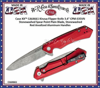 WR Case & Sons Cutlery CA64661 Case XX™ Kinzua Flipper Knife 3.4" CPM-S35VN Stonewashed Spear Point Plain Blade, Stonewashed Red Anodized Aluminum Handles WR Case & Sons Cutlery CA64661 Case XX™ Kinzua Flipper Knife 3.4" CPM-S35VN Stonewashed Spear Point Plain Blade, Stonewashed Red Anodized Aluminum Handles